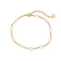 14K-vergoldetes Kettengliederarmband mit Herzanhänger und Federring-Verschluss