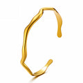 FOLIA Armreif, goldfarben vergoldeter Stahl, offene Manschette mit glatter Kante