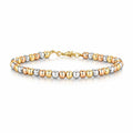 Dreireihiges Perlenarmband mit Kugelperlen in Gold-, Silber- und Rosé-Tönen