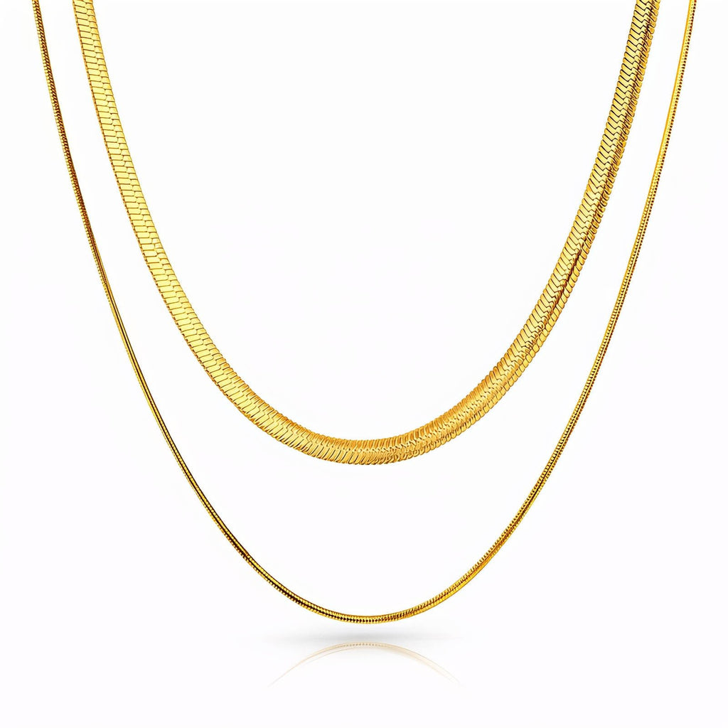 AUREA DUO-Kette mit zwei goldfarbenen Schlangenketten, eng geschichtet