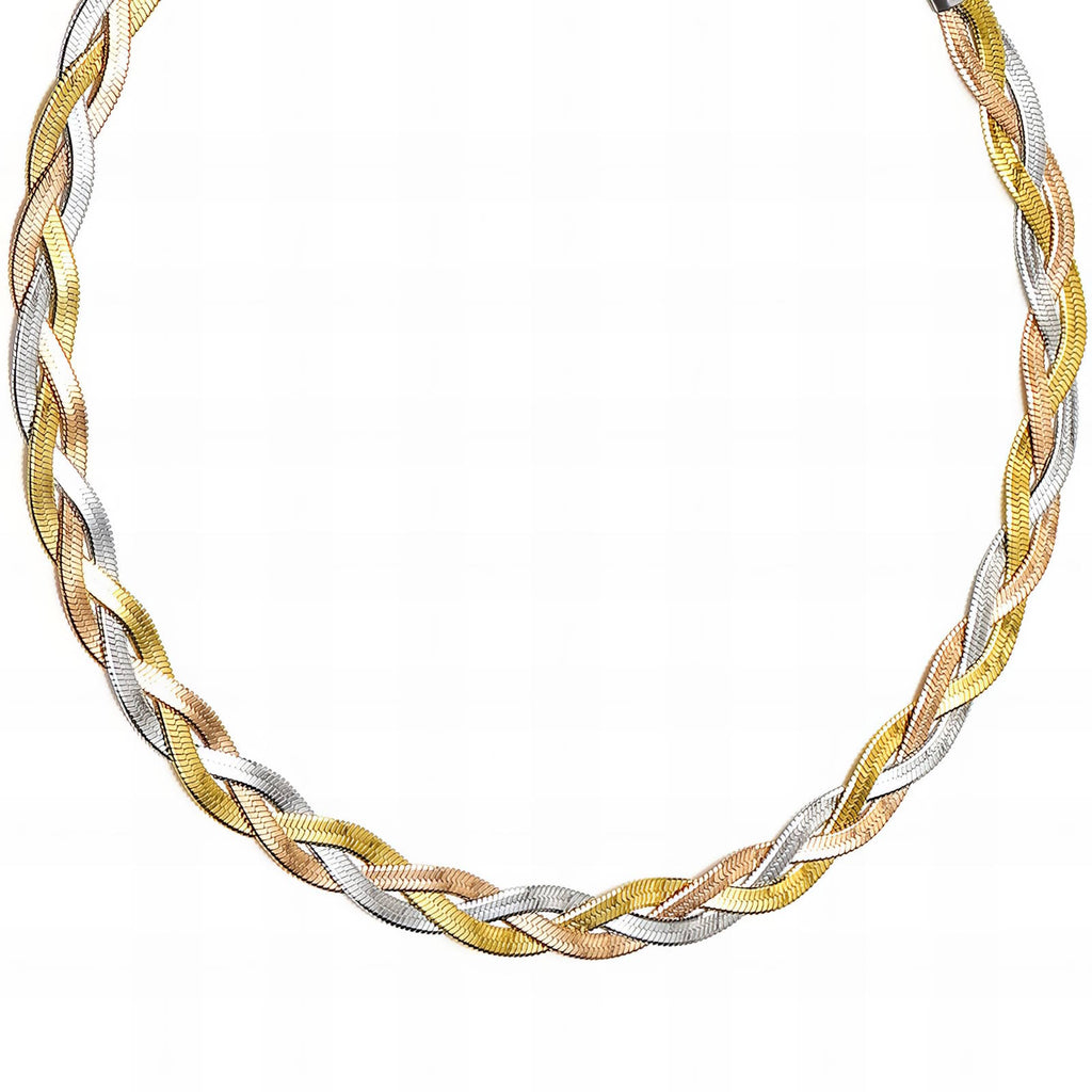 Pura Halskette mit geflochtenen Gliedern in Gold, Rosé - und Silberoptik