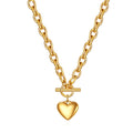 AMORA Halskette mit Gliederkette und Herzanhänger, vergoldet (18K) im Goldton