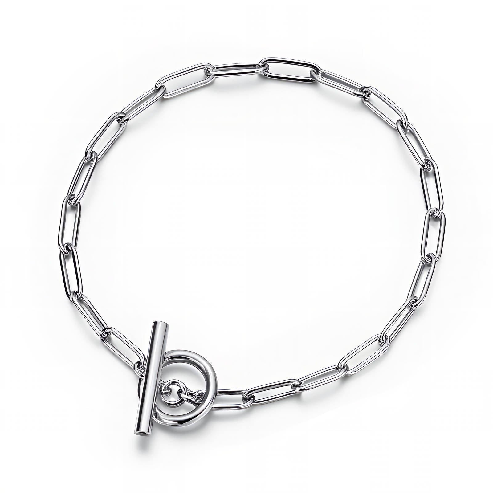 NOÉ Edelstahl-Armband mit Gliederkette und rundem Schließelement