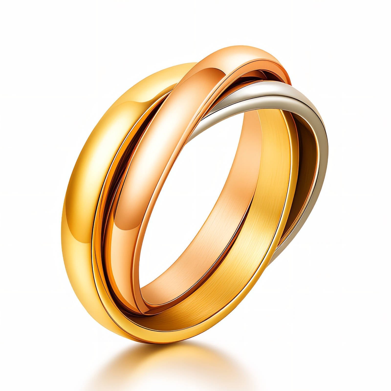 Dreier-Ringbänder in Gold-, Rosé- und Silberoptik, hochglänzend