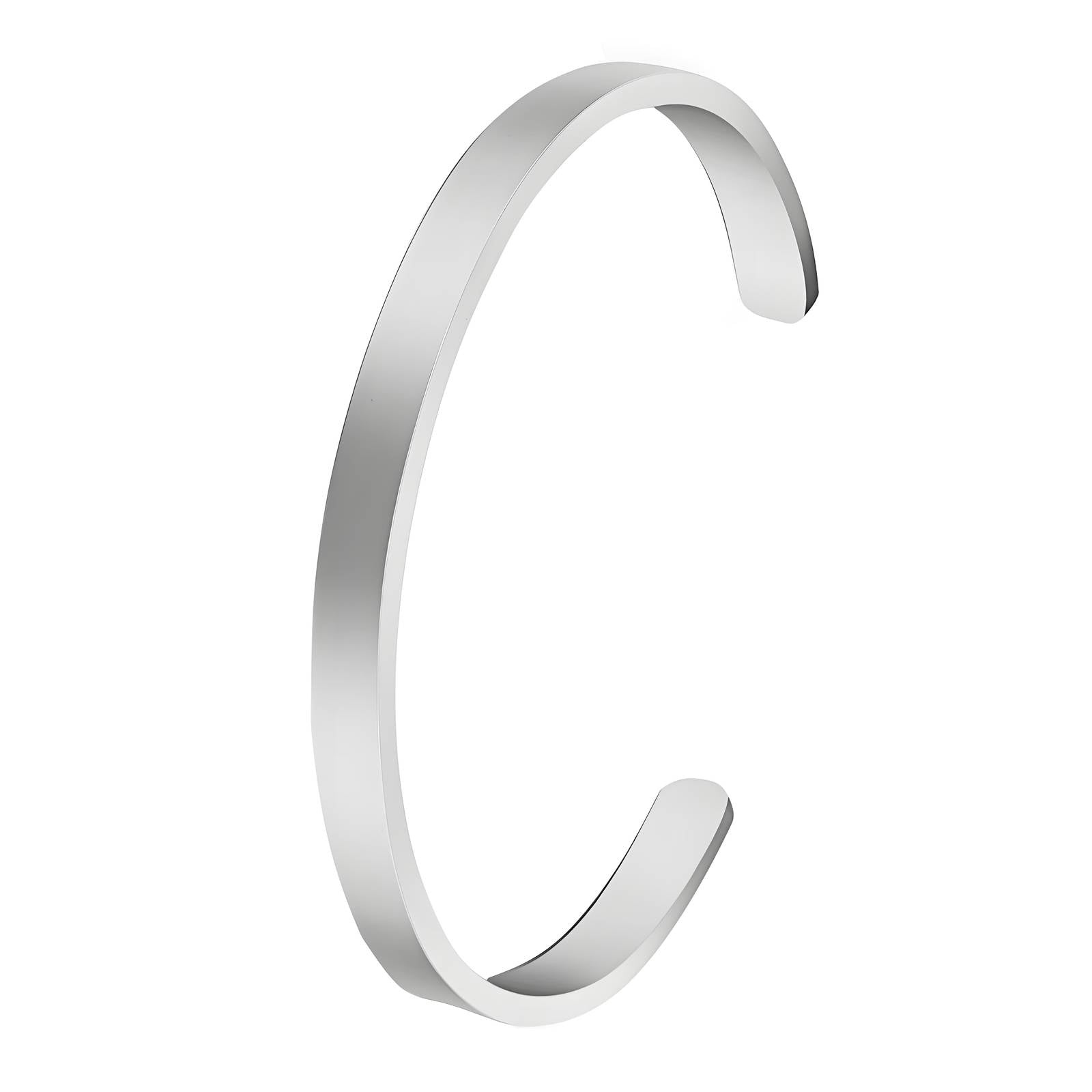 Glänzender Edelstahl-Armreif mit offenem C-förmigem Design
