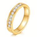 JOURÉ Ring vergoldet – breiter Edelstahl-Ring mit Zirkonia-Pavé-Reihe, Freisteller