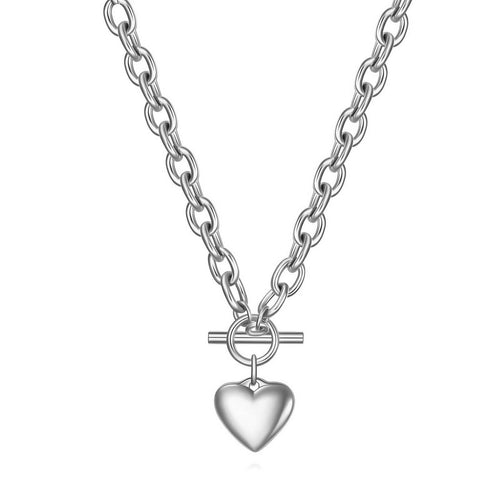 AMORA Halskette aus Edelstahl mit Gliederkette und Herzanhänger