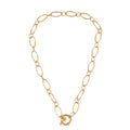 Goldfarbene Gliederkette mit kleinem Ringanhänger, 14K vergoldeter Stahl