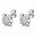 Luce Ohrstecker mit rundem Cubic-Zirkonia, silberfarbene Fassung, Stecker mit Bügel