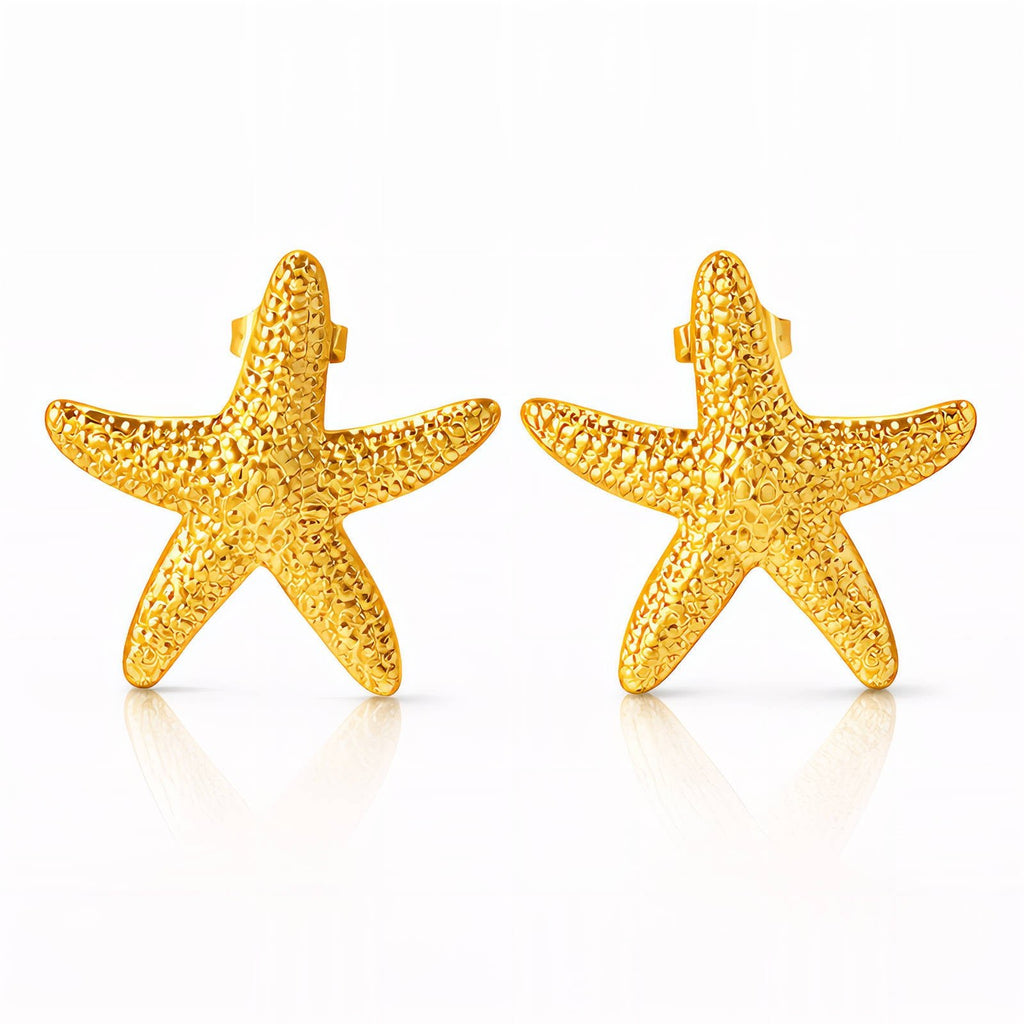 Sternmuschel-Ohrringe aus vergoldetem Metall, goldfarbene Stickpin-Optik