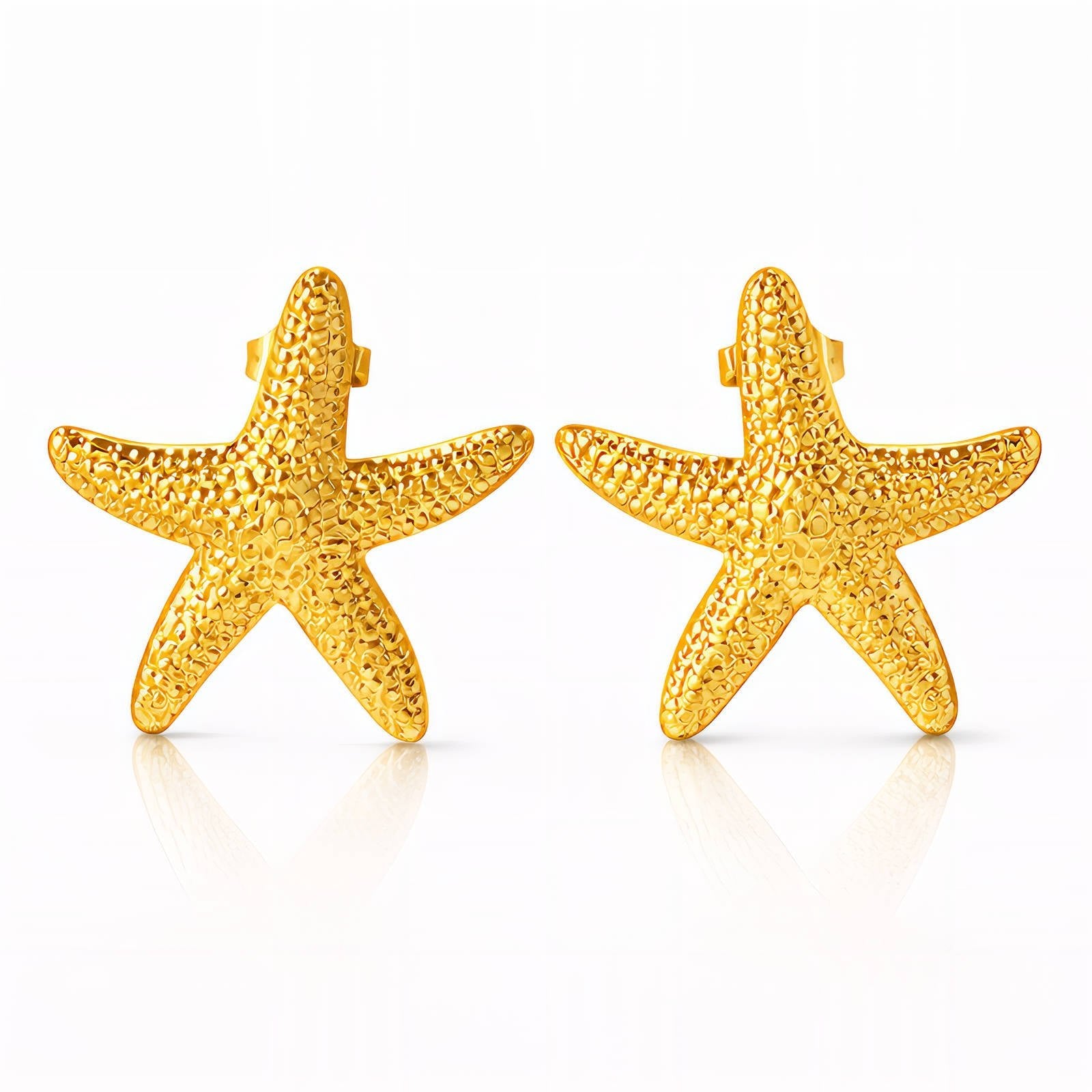 Sternmuschel-Ohrringe aus vergoldetem Metall, goldfarbene Stickpin-Optik