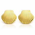 Fächerförmige Ohrringe mit geripptem Goldton-Finish, rundgeformtes Schalen-Design