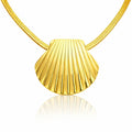 Goldfarbene Maris Halskette mit geripptem Muschel-Anhänger und Gliederkette