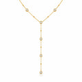 JOURÉ Lariat-Kette vergoldet – Y-Kette mit Kugelkette und Zirkonia-Bezel-Steinen, Edelstahl, Freisteller