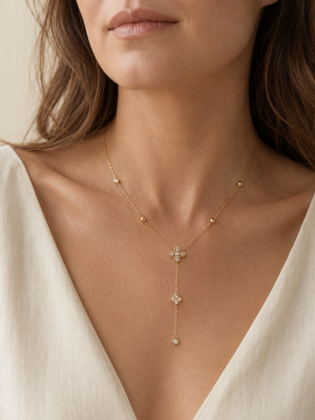 Collana a Y Flora – Placcata Oro 18K