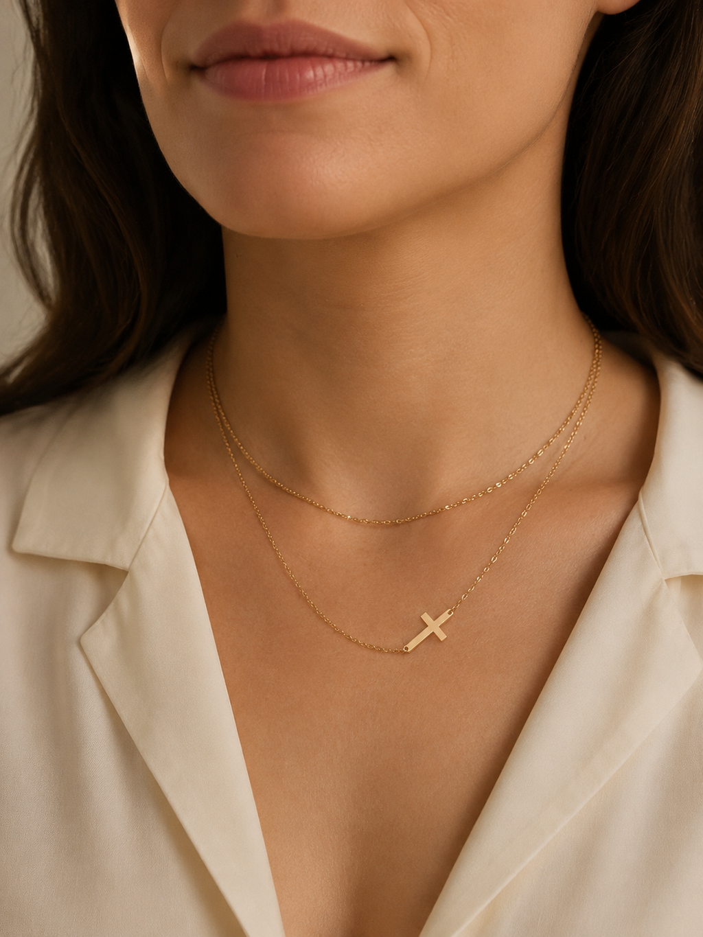 Collana a strati GRACE, acciaio placcato oro 18 carati
