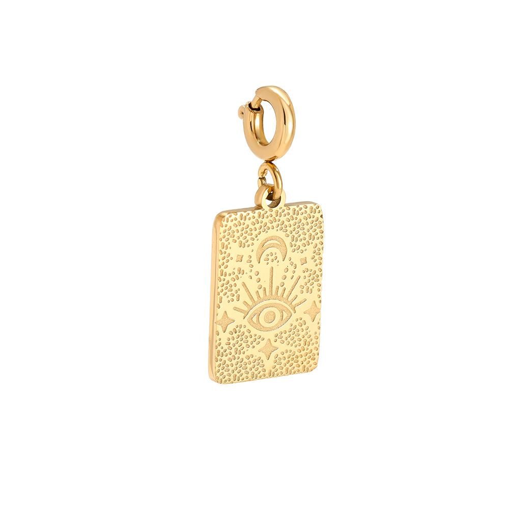 Goldplattierter Schmuckanhänger ELARA mit rechteckigem Anhänger und Hamsa-Motiv