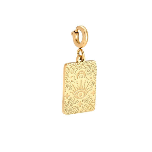 Goldplattierter Schmuckanhänger ELARA mit rechteckigem Anhänger und Hamsa-Motiv