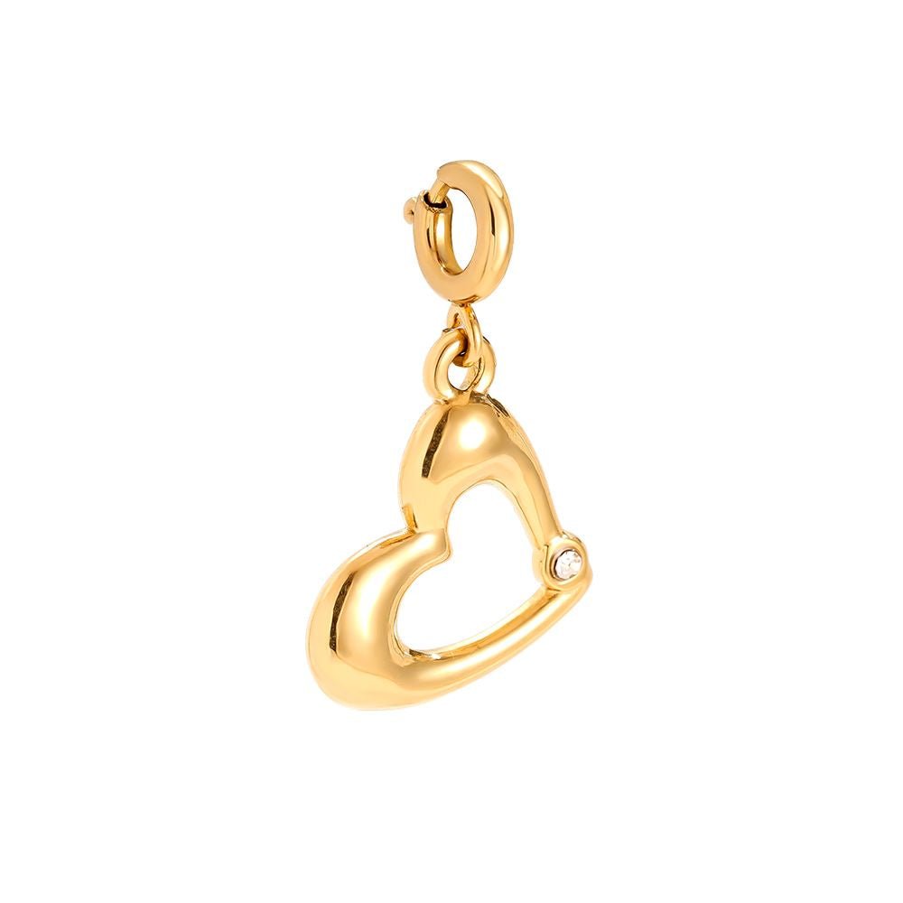 Goldfarbener Charm-Anhänger aus 18K vergoldetem Material, Herzform mit kleinem Ösenring