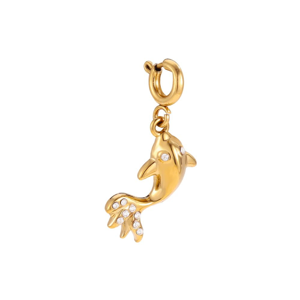 Atelier Charm NALA Anhänger: goldfarbener Mond mit Glitzersteinchen und Öse