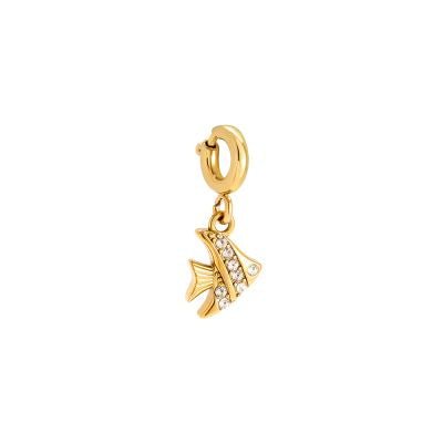 Goldfarbener Schmuckanhänger mit Zirkonia-Details und kleiner Öse zum Befestigen