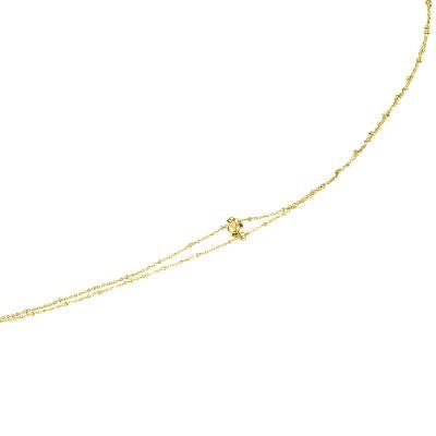 Goldfarbene Körperkette mit schmaler Gliederkette und zentralem Perlenanhänger