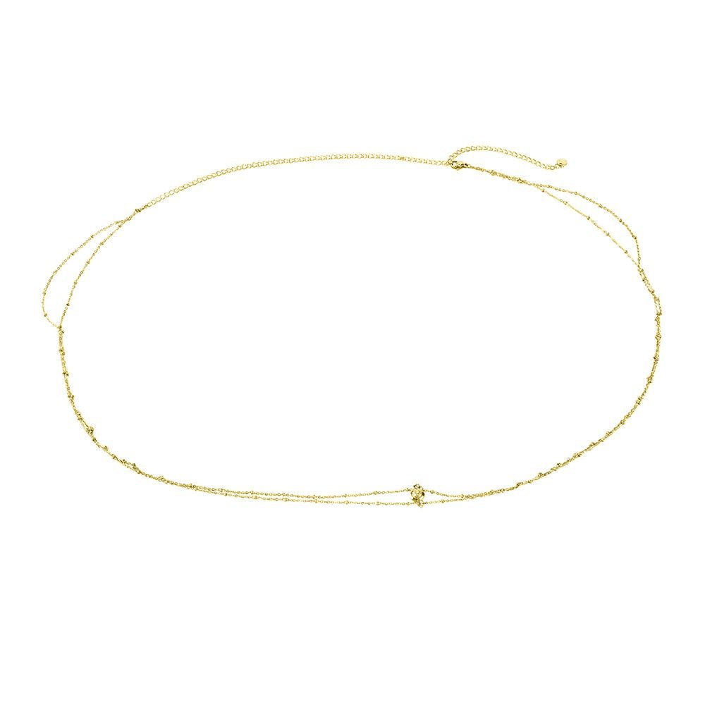 Goldfarbene Körperkette als Ring mit kleinen Anhängern am Verschluss