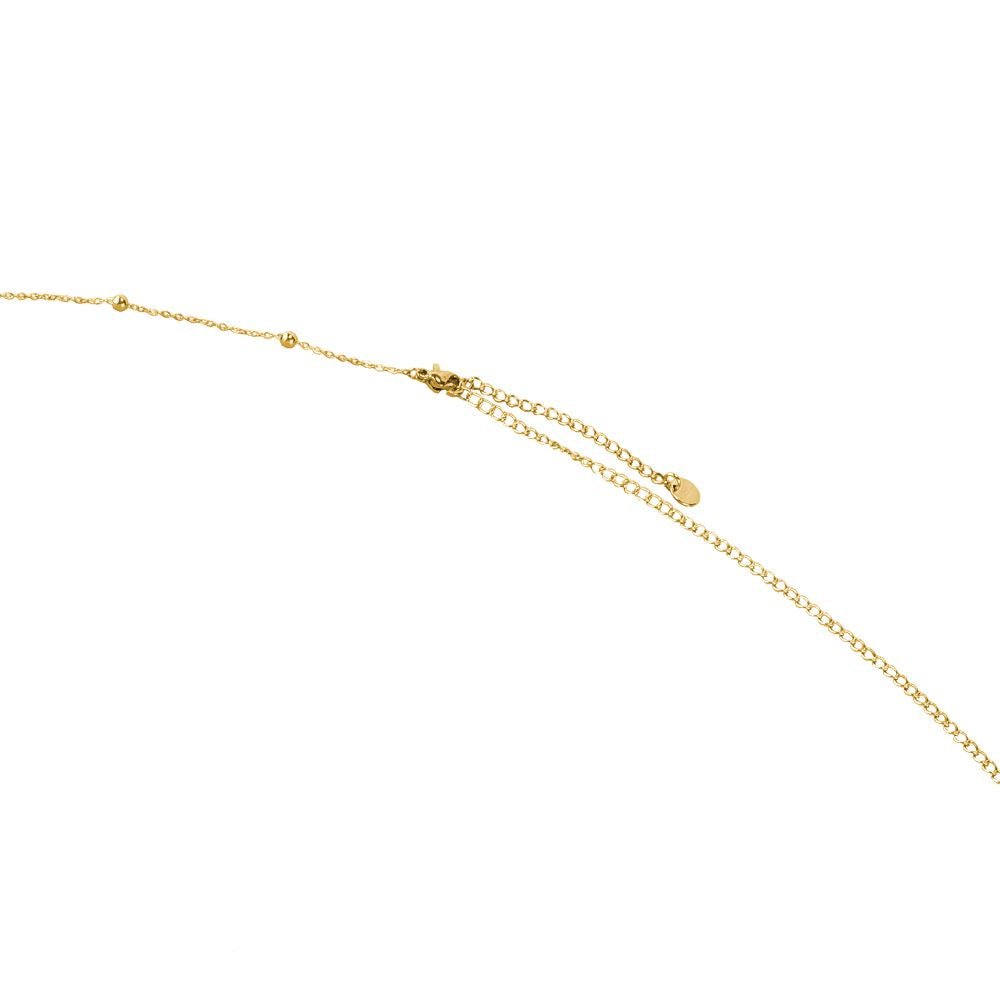 Goldfarbene Körperkette mit feinem Kettenband und kleinen Blütenanhängern